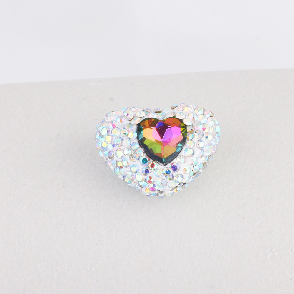 Wholesale 6PCS/Pack Love White Series Soft Pottery Diamond Ball Wearable Straight Hole Beads DIY Mobile Phone Keychain Necklace Accessories